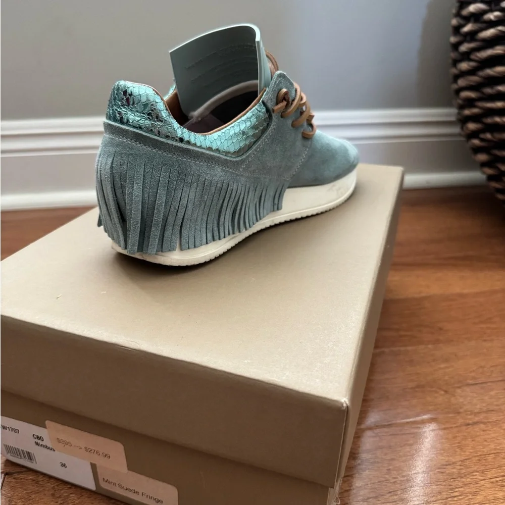 ESSEutESSE Mint Suede Fringe Sneakers | Size 36 - Picture 3 of 5